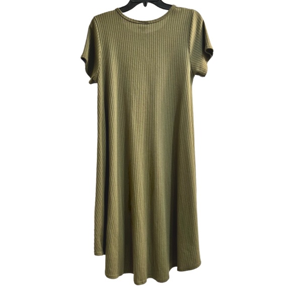LuLaRoe Olive Green Midi, High- Low Dress with Short Sleeves size Small - Picture 5 of 9